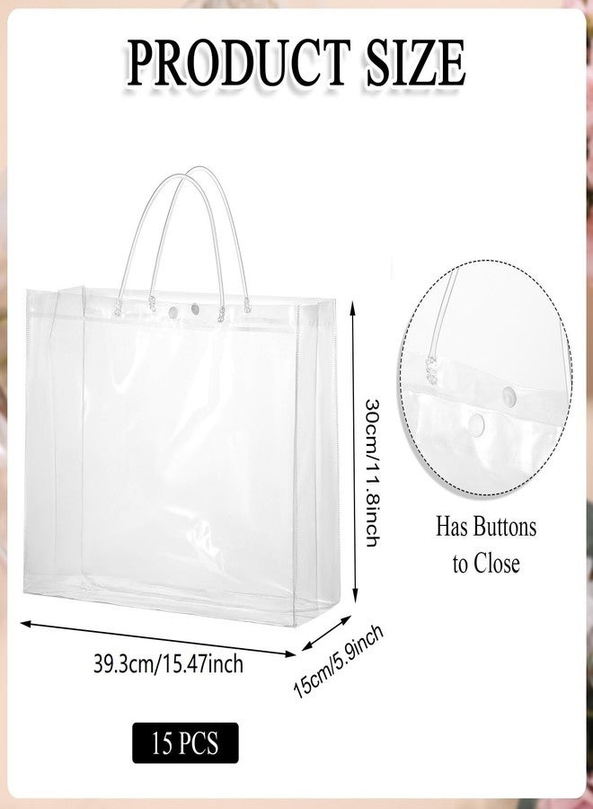 woric 15 Pack Large Clear Gift Bags with Handle, 15.47"X6"x12" Large Plastic Gift Bags Shopping Bag for Small Business Gifts Wedding Valentine's Day Party Favors Birthday - Image 2